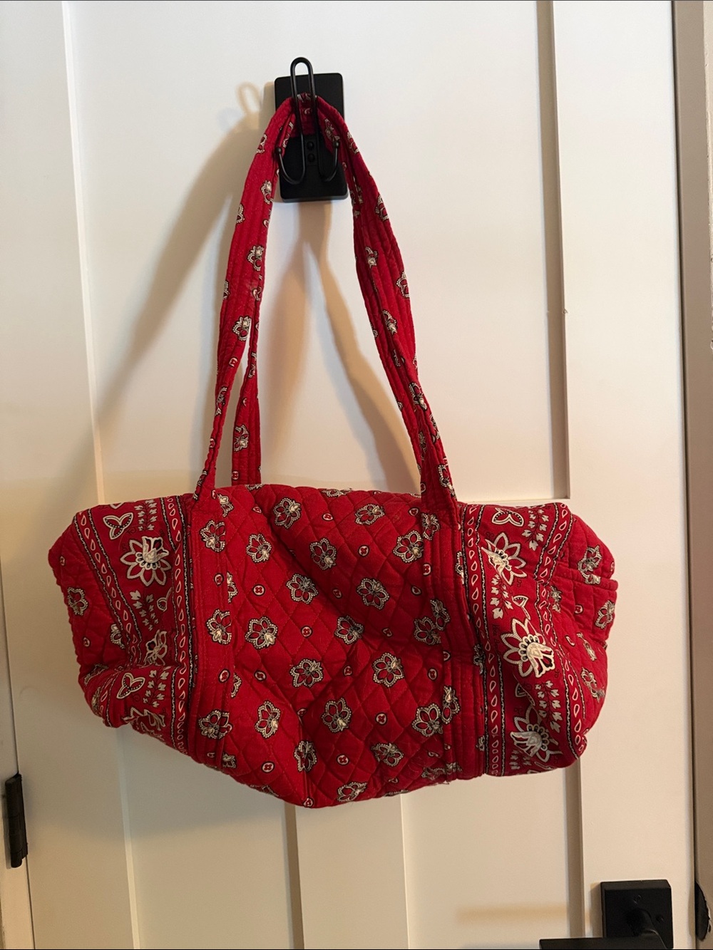 Red Quilted Bandana-Print Duffle Bag